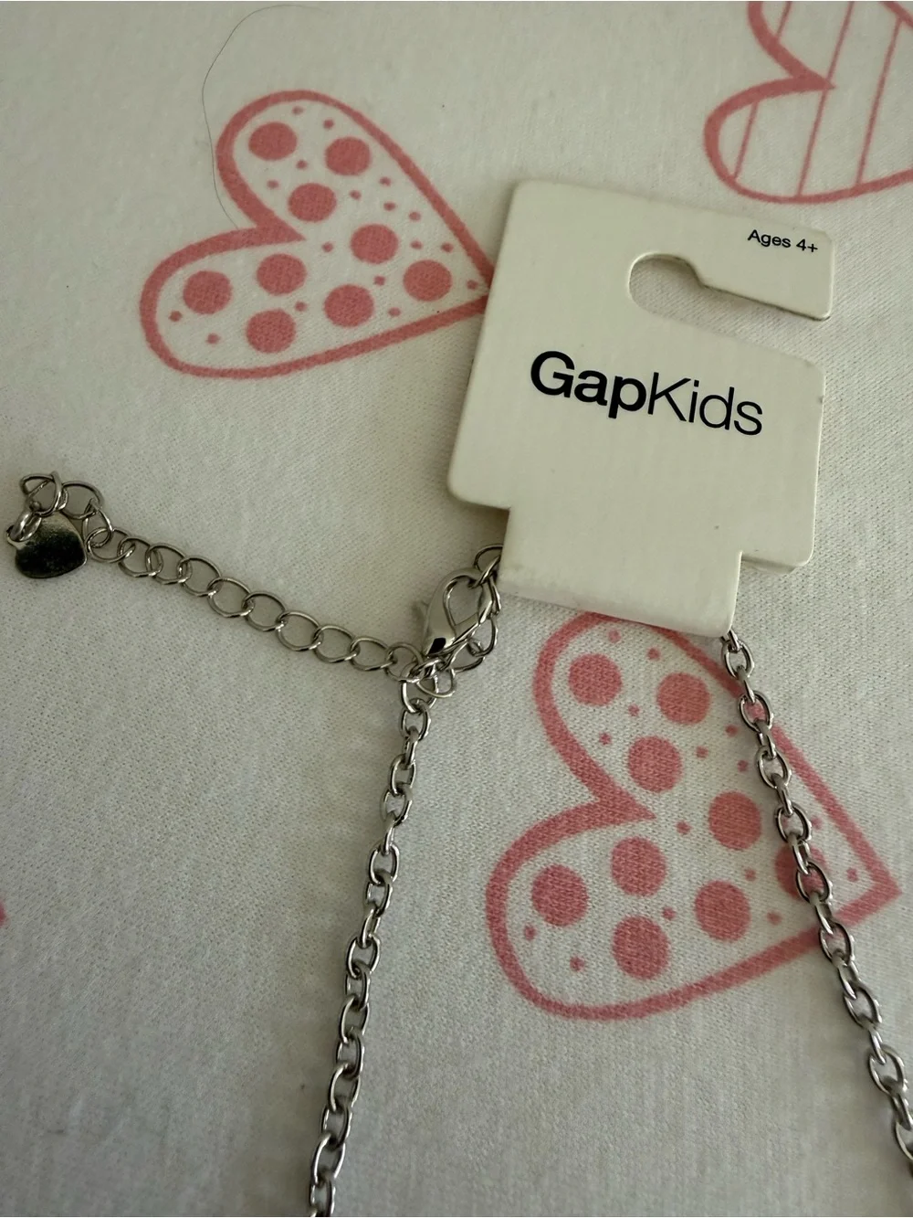 GAP Silver Tone  Adjustable LOVE Necklace with Pink, Purple & Blue Charms NWT